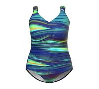 Ulla Popken Damen große Größen Übergrößen Plus Size Badeanzug, Raffung, Softcups, recycelt dunkelblau 60 837625750-60