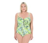 Ulla Popken Damen große Größen Übergrößen Plus Size Badeanzug, Wellenmuster, Softcups, Zipper Limette 48 837622754-48