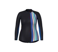 Ulla Popken Damen große Größen Übergrößen Plus Size Badeanzug, Zipper, Langarm, recycelt schwarz 50 852316100-50