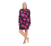 Ulla Popken Damen große Größen Übergrößen Plus Size Badekleid, Blüten, Softcups, Langarm, Stehkragen, UPF 50+ schwarz 46+ 835898100-46+