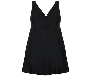 Ulla Popken Damen große Größen Übergrößen Plus Size Badekleid, Herzausschnitt, Bügel, Softcups, recycelt schwarz 52 820921100-52