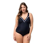 Ulla Popken Damen große Größen Übergrößen Plus Size Bellieva-Badeanzug, Umstandsmode, Softcups, Neckholder Marine 60 825421130-60