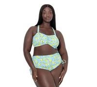 Ulla Popken Damen große Größen Übergrößen Plus Size Bikini, Blüten, Zierbänder, verstellbare Träger hell Saphir 48 837650713-48