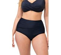 Ulla Popken Damen große Größen Übergrößen Plus Size Bikini-Hose, Drapierung, High Waist Marine 52 827045130-52