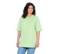 Ulla Popken Damen große Größen Übergrößen Plus Size bis 72, Basic T-Shirt, Oberteil, Regular Fit, Rundhalsausschnitt, Halbarm, grün 50+ 486910418-50+