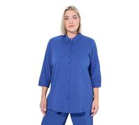Ulla Popken Damen große Größen Übergrößen Plus Size Bluse, Bubble-Qualität, Hemdkragen, 3/4-Arm Kobaltblau 50+ 797446760-50+
