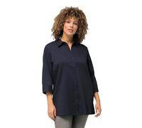 Ulla Popken Damen Bluse, Bubble-Qualität, Hemdkragen, 3/4-Arm, schwarz, 62/64