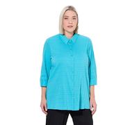 Ulla Popken Damen große Größen Übergrößen Plus Size Bluse, Bubble-Qualität, Hemdkragen, 3/4-Arm tiefes Aqua 66+ 797446740-66+