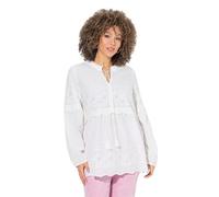 Ulla Popken Damen große Größen Übergrößen Plus Size Bluse, Stickerei, A-Linie, Rüschenkragen, Langarm Offwhite 58+ 849842200-58+