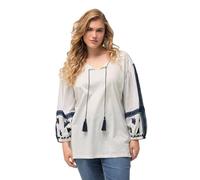 Ulla Popken Damen große Größen Übergrößen Plus Size Bluse, Stickerei, Tunika-Ausschnitt, Langarm