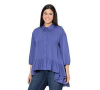 Ulla Popken Damen große Größen Übergrößen Plus Size Bluse, Volantsaum, A-Linie, Hemdkragen, 3/4-Arm Lavendel 58+ 843061830-58+