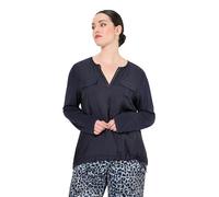 Ulla Popken Damen große Größen Übergrößen Plus Size Blusenshirt, Ziersteine, Tunika-Ausschnitt, Langarm Marine 50+ 832949130-50+