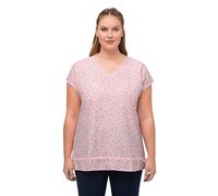 Ulla Popken Damen große Größen Übergrößen Plus Size Blusentop, Blüten, V-Ausschnitt, Saumband, ärmellos helles pink 46+ 818332805-46+