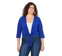 Ulla Popken Damen große Größen Übergrößen Plus Size Bolero, Kurze Jacke, Jersey, 3/4-Arm, Saumknoten Kobaltblau 46+ 794514760-46+