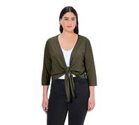 Ulla Popken Damen große Größen Übergrößen Plus Size Bolero, Kurze Jacke, Jersey, 3/4-Arm, Saumknoten waldgrün 46+ 794514201-46+