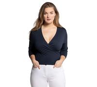 Ulla Popken Damen große Größen Übergrößen Plus Size Bolero, Kurze Jacke, Jersey, 3/4-Arm, Saumknoten schwarz 42+ 794514100-42+