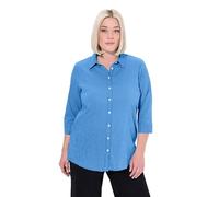 Ulla Popken Damen große Größen Übergrößen Plus Size Bubble-Bluse, Streifen, Hemdkragen, 3/4-Arm Kobaltblau 42+ 797458760-42+