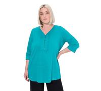 Ulla Popken Women's Bubble, Biesen, Herzausschnitt, 3/4-Arm Tunika, Tiefes Aqua, 52-54