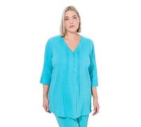 Ulla Popken Damen große Größen Übergrößen Plus Size Bubble-Tunika, Biesen, Herzausschnitt, 3/4-Arm
