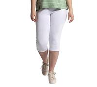 Ulla Popken Damen große Größen Übergrößen Plus Size Capri-Leggings, seitliches Spitzenband, Biobaumwolle