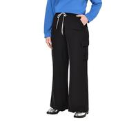 Ulla Popken Damen große Größen Übergrößen Plus Size Cargohose, gerades Bein, Elastikbund, Cargotaschen schwarz 42 831006100-42