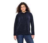 Ulla Popken Damen große Größen Übergrößen Plus Size Chenille-Hoodie, Kapuze, Kordel, Langarm Marine 46+ 833068130-46+