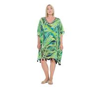 Ulla Popken Damen große Größen Übergrößen Plus Size Chiffon-Tunika, Wellen, Oversized, V-Ausschnitt, Halbarm Limette 42-48 837658754-1+