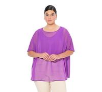 Ulla Popken Women's Chiffonbluse, Oversized, Rundhals, Halbarm Blusen, Lila, 50-56