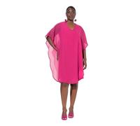 Ulla Popken Damen große Größen Übergrößen Plus Size Chiffonkleid, doppellagig, V-Ausschnitt, 3/4-Arm Magenta 50+ 825010810-50+