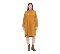Ulla Popken Damen große Größen Übergrößen Plus Size Cordkleid, Stehkragen, Biesen, Zierfalten, Langarm Goldbraun 46 832921676-46