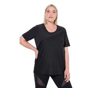 Ulla Popken Damen große Größen Übergrößen Plus Size Funktionsshirt, schnelltrocknend, Rundhals, Langarm schwarz 62+ 829033100-62+