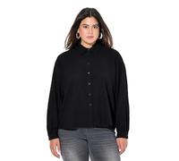 Ulla Popken Damen große Größen Übergrößen Plus Size Hemdbluse, Oversized, Hemdkragen, Langarm schwarz 50+ 834631100-50+