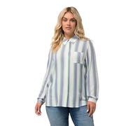 Ulla Popken Damen große Größen Übergrößen Plus Size Hemdbluse, Streifen, Hemdkragen, Langarm frühlingsgrün 50+ 813672430-50+