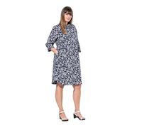 Ulla Popken Damen große Größen Übergrößen Plus Size Hemdblusenkleid, A-Linie, Hemdkragen, 3/4-Arm königsblau 42+ 838301764-42+
