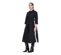 Ulla Popken Damen große Größen Übergrößen Plus Size Hemdblusenkleid, Galonstreifen, Hemdkragen, 3/4-Arm schwarz 54+ 836610100-54+