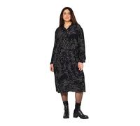 Ulla Popken Damen große Größen Übergrößen Plus Size Hemdblusenkleid, Knopfleiste, Hemdkragen, Langarm schwarz 54+ 832318130-54+
