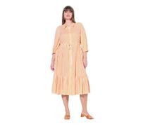 Ulla Popken Damen große Größen Übergrößen Plus Size Hemdblusenkleid, Streifen, Hemdkragen, 3/4-Arm kräftiges orange 46+ 836725658-46+