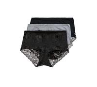 Ulla Popken Damen große Größen Übergrößen Plus Size Hipster, 3er-Pack, Spitzen-Einsatz