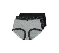 Ulla Popken Damen große Größen Übergrößen Plus Size Hipster, 3er-Pack, Streifen/Punkte/Uni schwarz 54+ 827440100-54+