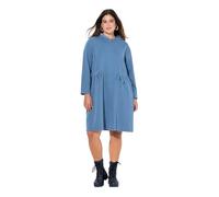 Ulla Popken Damen große Größen Übergrößen Plus Size Hoodiekleid, A-Linie, Sweat, Kapuze, Raffbänder, Langarm denimblau 46+ 834536721-46+
