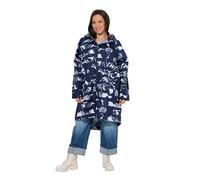Ulla Popken Damen große Größen Übergrößen Plus Size HYPRAR Regenjacke, Streifen, wasserdicht, Kapuze Marine 50-56 846919130-2+