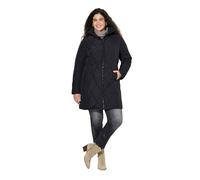 Ulla Popken Damen große Größen Übergrößen Plus Size HYPRAR, Steppmantel, wasserabweisend, Kapuzenkragen schwarz 50+ 842937100-50+