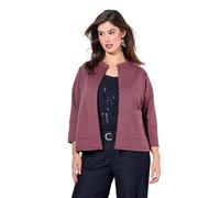 Ulla Popken Damen große Größen Übergrößen Plus Size Jacquard-Jacke, offene Form, Rundhals, 3/4-Arm Marine 50+ 836245130-50+