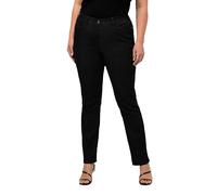 Ulla Popken Damen große Größen Übergrößen Plus Size Jeans Mandy, gerade 5-Pocket-Form, Komfortbund, Stretch Black 60 724598100-60