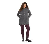 Ulla Popken Damen große Größen Übergrößen Plus Size Jeanshemd, Nieten, A-Linie, Hemdkragen, Langarm, Taschen dunkelgrau Denim 46+ 830515906-46+