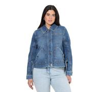 Ulla Popken Damen große Größen Übergrößen Plus Size Jeansjacke, Rückendruck, Oversized, Hemdkragen blue denim 50+ 841262902-50+
