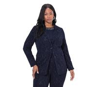 Ulla Popken Damen große Größen Übergrößen Plus Size Jersey-Blazer, Jacquard, Reverskragen, Langarm Dunkles Marine 48 841163120-48