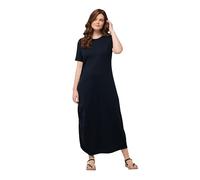Ulla Popken Damen große Größen Übergrößen Plus Size Jersey-Maxikleid, Rundhals, Halbarm, Biobaumwolle