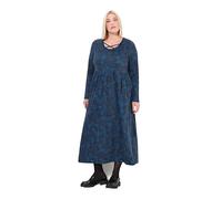 Ulla Popken Damen große Größen Übergrößen Plus Size Jersey-Midikleid, A-Linie, Zierbänder, Rundhals, Langarm schwarz 50+ 834162100-50+