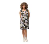 Ulla Popken Damen große Größen Übergrößen Plus Size Jersey-Minikleid, floraler Druck, Rundhals, ärmellos schwarz 54+ 829371100-54+